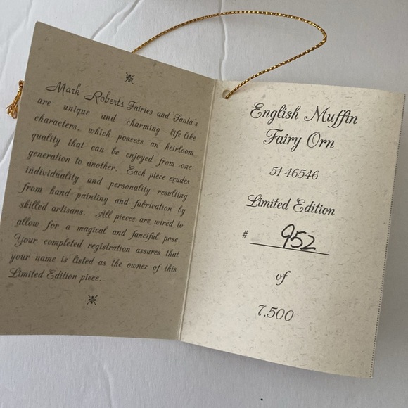 Mark Roberts English Muffin Fairy Orn Red and Gold Holiday Ornament - Picture 8 of 8